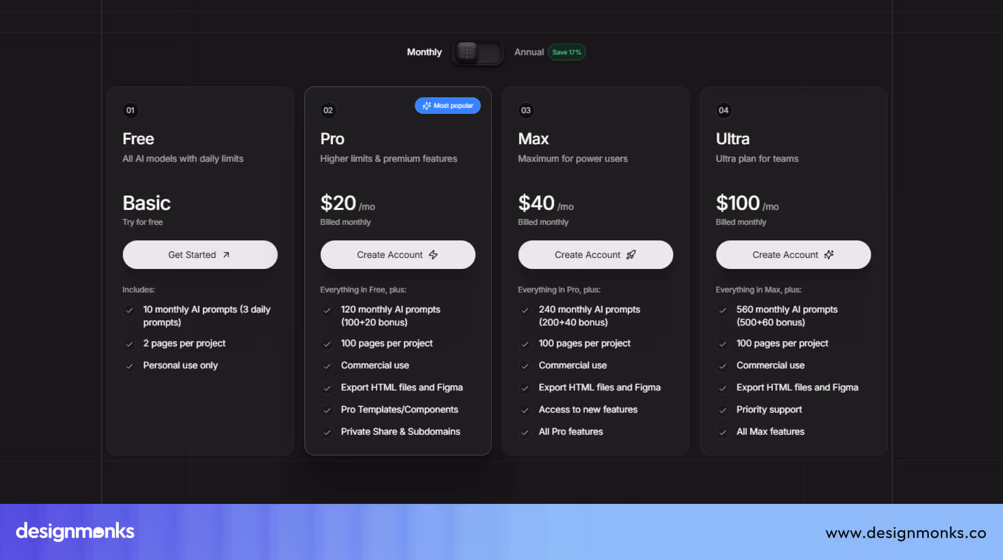 Pricing Plan Monthly