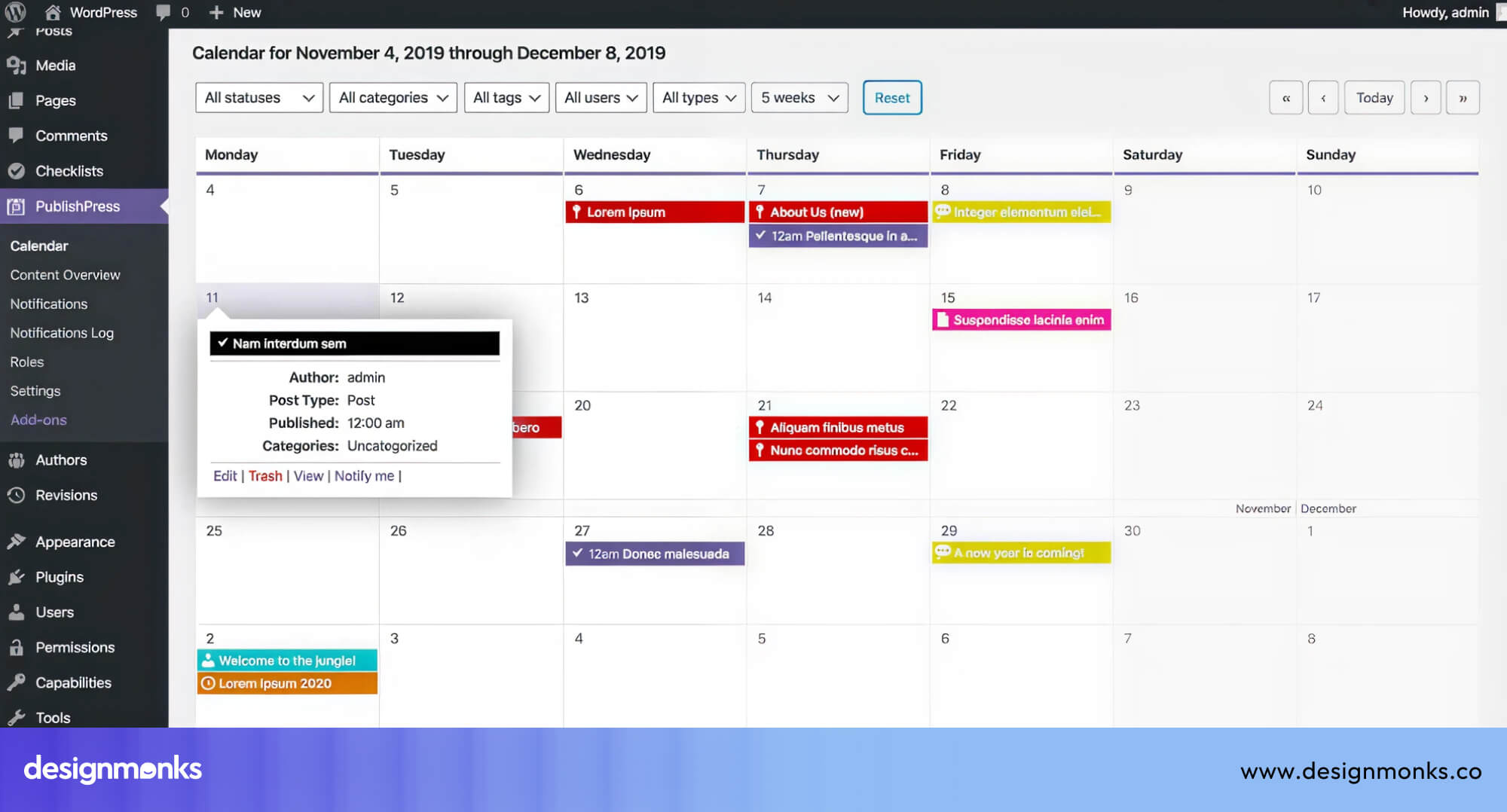 WordPress Dashboard and Plugin Workflow